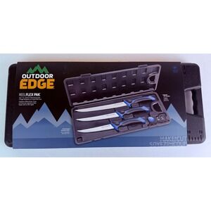 Outdoor Edge ReelFlex Pak RFP-6 3 Fishing Fillet Knives w/Sharpener Hard Case